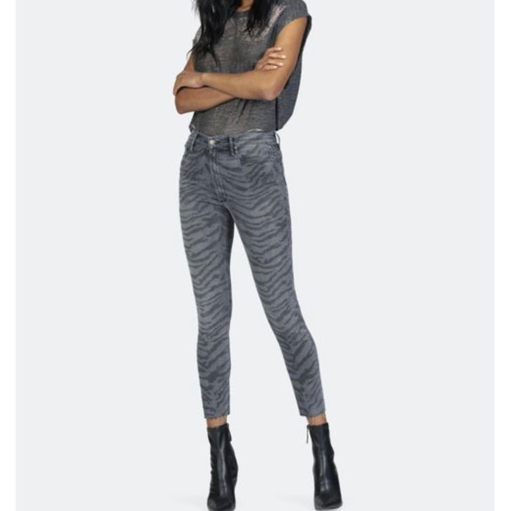 Black Orchid High-rise Airbrush zebra Ankle Jeans